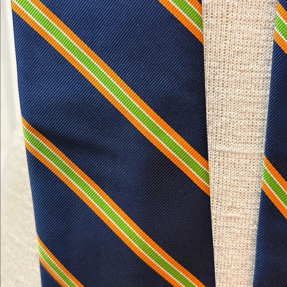 J Crew 100% silk blue, orange, and green tie